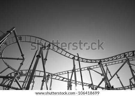 Roller-Coaster In The Coney Island Astroland Amusement Park, Usa. Black ...