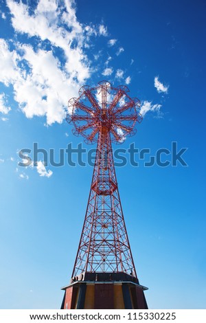 NEW YORK - JUNE 27: Parachute tower. Coney Island is known especially for its amusement park. It\'a a peninsula and beach on the Atlantic Ocean in southern Brooklyn New York, June 27, 2012.
