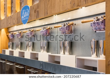 DUBAI, UAE - MARCH 29, 2014: Interior view of Eataly ice cream shop inside Dubai Mall. At over 12 million sq ft, it is the world\'s largest shopping mall.