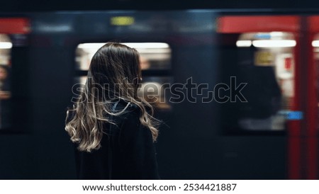 Similar – Image, Stock Photo Blonde Girl in Train