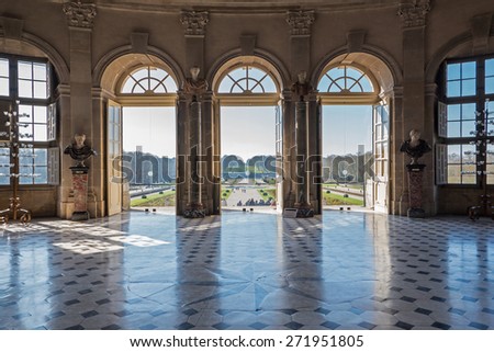 PARIS, FRANCE - APRIL 6, 2015: Vaux le Vicomte Castle interior view, baroque French Palace located in Maincy, near Paris. Constructed from 1658 to 1661 for Nicolas Fouquet.