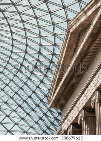 LONDON, UNITED KINGDOM - JUNE 22, 2015: Architecture detail of British Museum Great Court. The British Museum\'s collections number more than 7 million objects from all over the world.