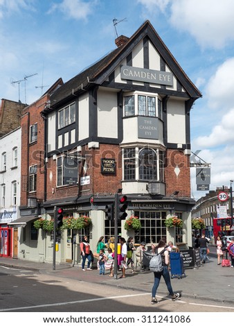 LONDON, UNITED KINGDOM - JUNE 17, 2015: Camden Eye Pub. The Camden Eye is a famous pub and sits right in the heart of Camden Town.