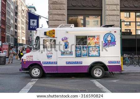 NEW YORK CITY - MAY 8, 2015: ice cream seller on the street close to Washington square, Manhattan.