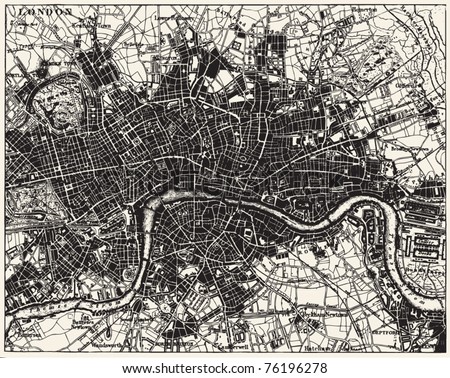 Vector Historical map of London, England, from atlas published in 1851. Other vector maps in my portfolio.