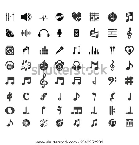 Multiple music icon design. All parts of music icon