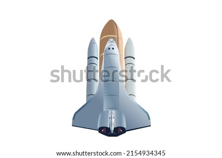 Space shuttle isolated on white background. Vector, illustration