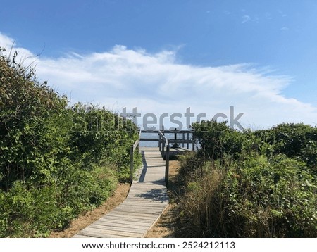 Similar – Foto Bild Holzweg zum Meer auf Sylt an einem Regentag