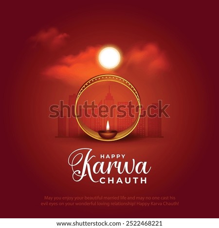 Happy Karwa Chauth Social Media Post and Greetings. Hindu Festival Karwa Chauth Celebration Creative Design Vector Illustration