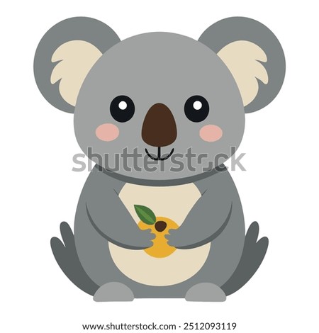 A cute Koala Eating Vector Icon Illustration