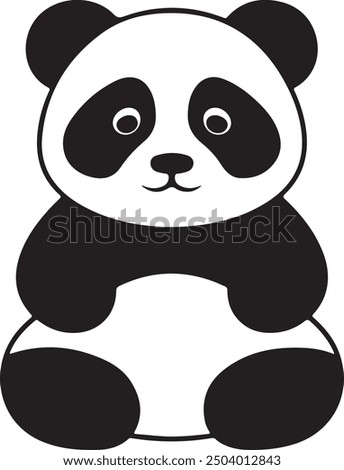 Panda Silhouette in Vector Art with White Color Background, cute vector panda teddy