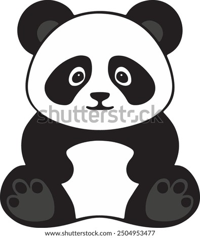 Panda Silhouette in Vector Art with White Color Background, cute vector panda teddy