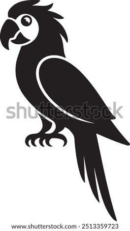 Parrot Silhouette Vector with Smooth, Well-Defined Features on White Background