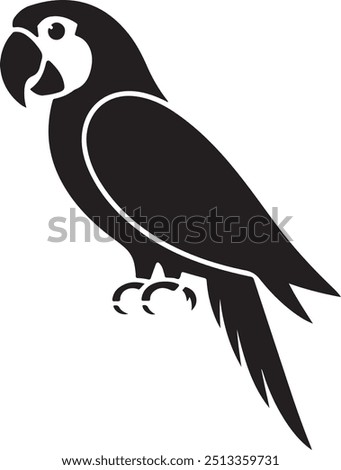 Parrot Silhouette Vector with Smooth, Well-Defined Features on White Background