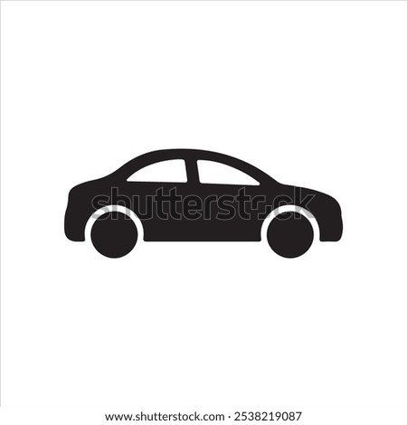 The image shows a simple, minimalist vector icon of a car. The car is depicted in a side profile with smooth, rounded lines, and it is colored white against a dark brown background