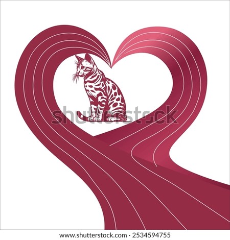 The mythical Bengal cat is transformed with heart-shaped wings in shades of pink and crimson. The wings enhance its agility and grace, symbolizing a balance between independence and affection.