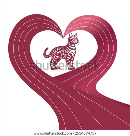 The mythical Bengal cat is transformed with heart-shaped wings in shades of pink and crimson. The wings enhance its agility and grace, symbolizing a balance between independence and affection.