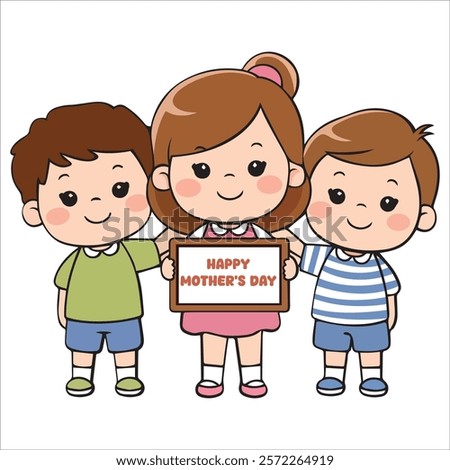 three children holding a sign that says happy mother's day