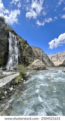 Similar – Image, Stock Photo Majestic waterfall in dark forest