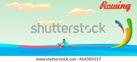 single rowing summer play . Rio, Brazil . illustration , vector, EPS 10
