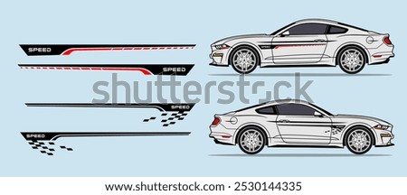 Classic american muscle car side door fender, stripe design. Auto vinyl decal template. 
Suitable for print or cut (Silhouette, cricut cameo etc.)
Scaling without loss of quality for different car mod