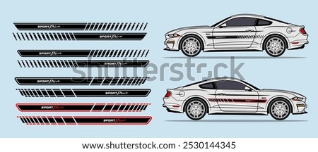 Classic american muscle car side door fender, stripe design. Auto vinyl decal template. 
Suitable for print or cut (Silhouette, cricut cameo etc.)
Scaling without loss of quality for different car mod