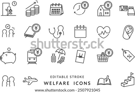 Icon set related to welfare benefits