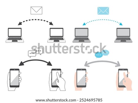 Illustration of communication by computer and email