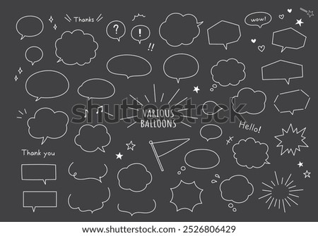 Set of various hand-drawn speech bubbles