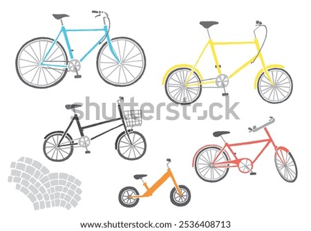 Bicycle hand drawn illustration set