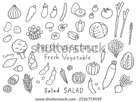 Hand-drawn illustration set of various vegetables