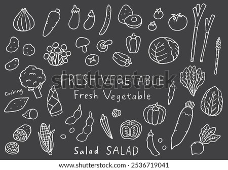 Hand-drawn illustration set of various vegetables