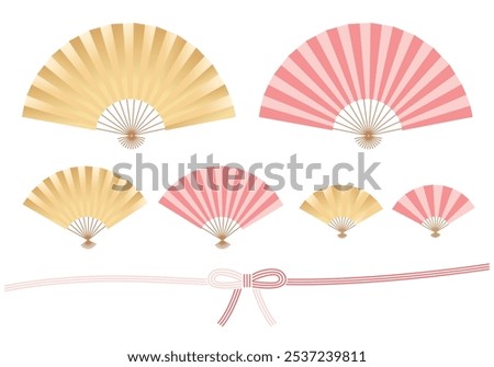 Folding fan and Mizuhiki illustration set