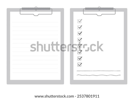 Clipboard and checkbox illustration set