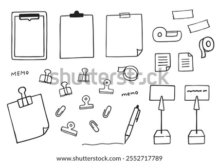 Stationery hand drawn illustration set