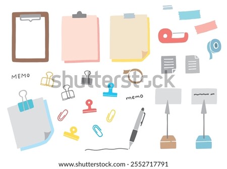 Stationery hand drawn illustration set