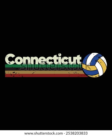 Vintage Volleyball Connecticut City Retro Stripes