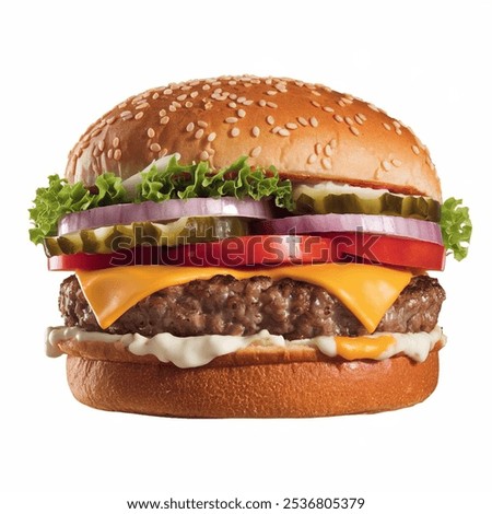 Similar – Image, Stock Photo Hamburger with ketchup and herbs