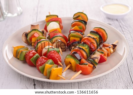 appetizer, vegetables on wooden sticks