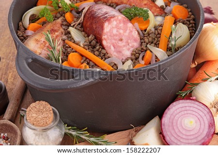 lentils with vegetables and meat