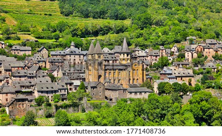 view of famous village of Conques- Aveyron n France Photo stock © 