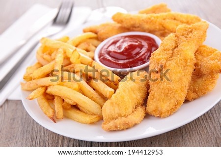 french fries and fries chicken