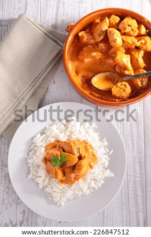 rice and meat cooked with curry sauce