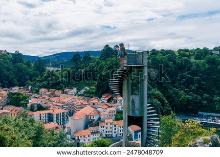 Similar – Image, Stock Photo Cityscape of Cudillero village, in the north of Spain. Cudillero is a charming village in Asturias, placed on a hill of the Atlantic coastline, with picturesque architecture and touristic restaurants and corners