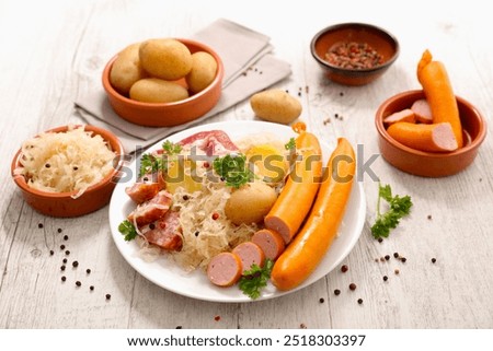 Similar – Image, Stock Photo Choucroute Meat Sausage