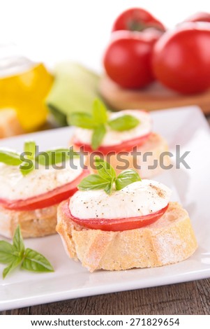 bread with tomato and mozzarella