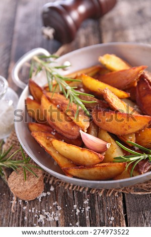 french fries or potato wedges and rosemary