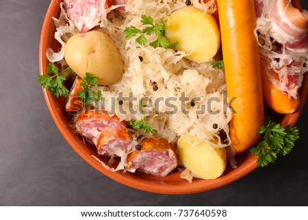 Similar – Image, Stock Photo Choucroute Meat Sausage