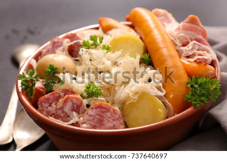 Similar – Image, Stock Photo Choucroute Meat Sausage