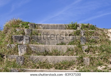 some wooden steps that could lead to heaven ... maybe